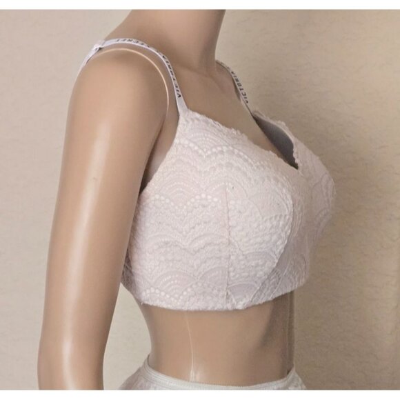Victoria's Secret No Wire Wireless Lined white lace overlay size 36DDD - Picture 2 of 7